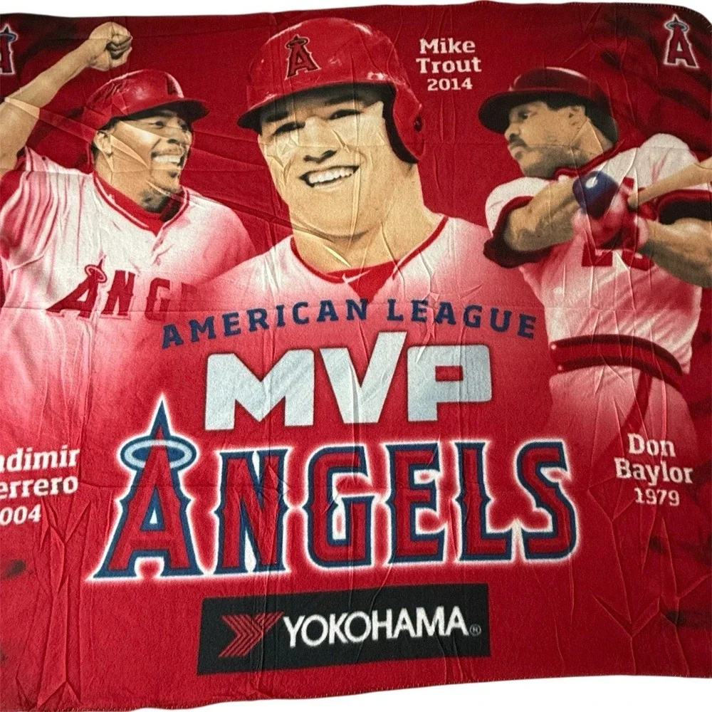 NEW Los Angeles Angels Blanket Red American League MVP Trout/Guerrero/Baylor